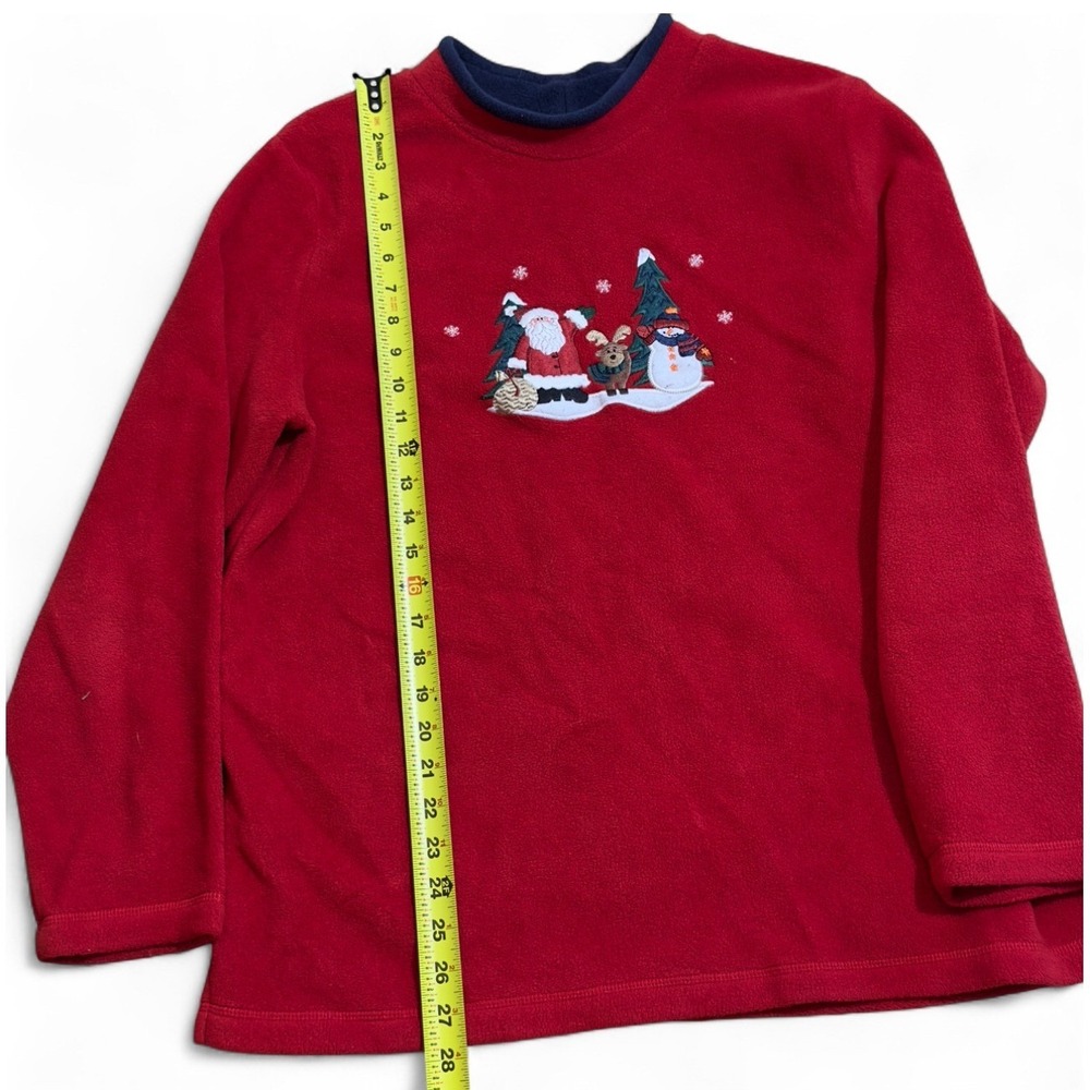 Fleece Christmas Sweatshirt‎ Santa Snowman Embroidered Holiday Pullover